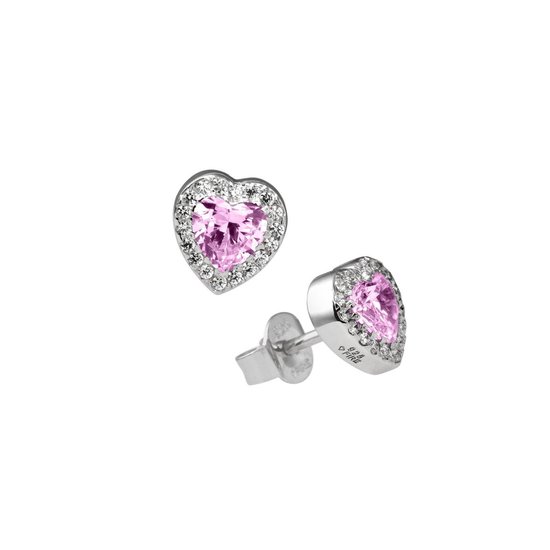 Diamonfire Zilveren Oorknoppen – Hartvormig met Roze Zirkonia Diamonfire Zilveren Oorknoppen – Hartvormig met Roze Zirkonia